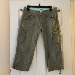 Green Cargo Capri Pants